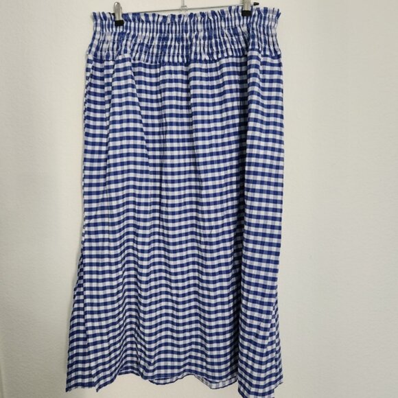 Universal Thread Womens Blue & White Smocked Gingham Maxi Skirt Size XL - Picture 2 of 7